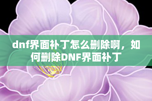 dnf界面补丁怎么删除啊，如何删除DNF界面补丁