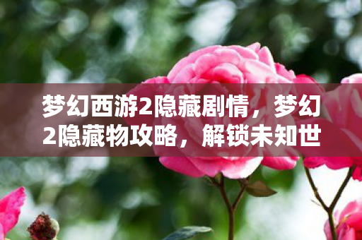 梦幻西游2隐藏剧情，梦幻2隐藏物攻略，解锁未知世界的秘密