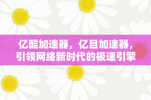 亿酷加速器，亿目加速器，引领网络新时代的极速引擎