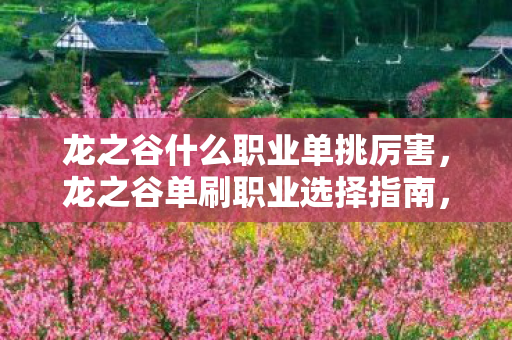 龙之谷什么职业单挑厉害，龙之谷单刷职业选择指南，哪个职业最适合你？