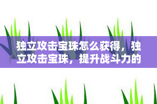 独立攻击宝珠怎么获得,独立攻击宝珠,提升战斗力的神秘宝物 独立攻击宝珠怎么获得,独立攻击宝珠,提升战斗力的神秘宝物