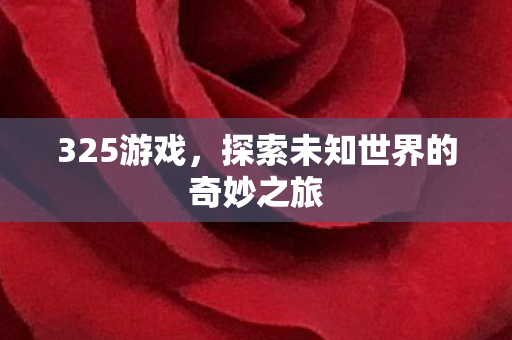 325游戏，探索未知世界的奇妙之旅