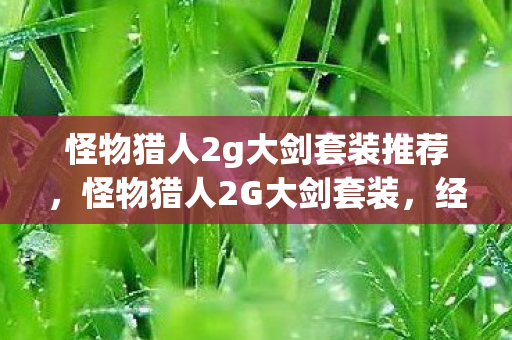 怪物猎人2g大剑套装推荐，怪物猎人2G大剑套装，经典再现，狩猎之魂永不熄灭