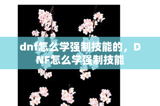 dnf怎么学强制技能的,DNF怎么学强制技能 dnf怎么学强制技能的,DNF怎么学强制技能