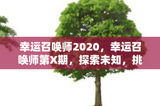 幸运召唤师2020,幸运召唤师第X期,探索未知,挑战极限 幸运召唤师2020,幸运召唤师第X期,探索未知,挑战极限