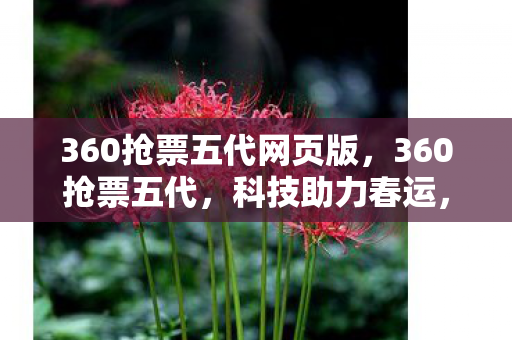 360抢票五代网页版，360抢票五代，科技助力春运，智能抢票新体验