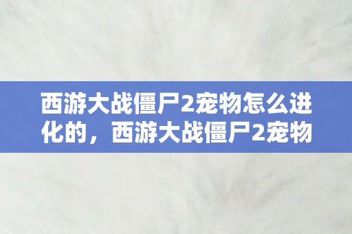 西游大战僵尸2宠物怎么进化的，西游大战僵尸2宠物进化攻略，打造你的终极战斗伙伴