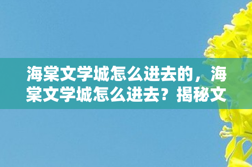 海棠文学城怎么进去的，海棠文学城怎么进去？揭秘文学爱好者的神秘殿堂