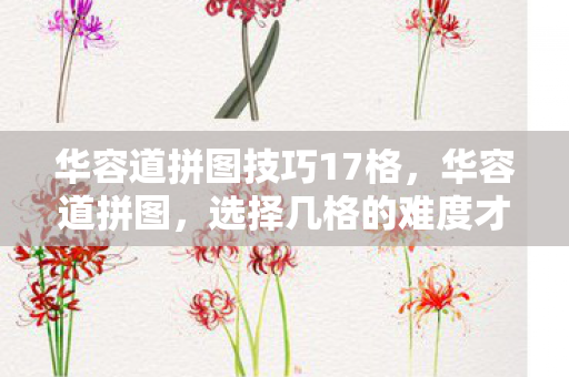 华容道拼图技巧17格,华容道拼图,选择几格的难度才适合自己? 华容道拼图技巧17格,华容道拼图,选择几格的难度才适合自己?