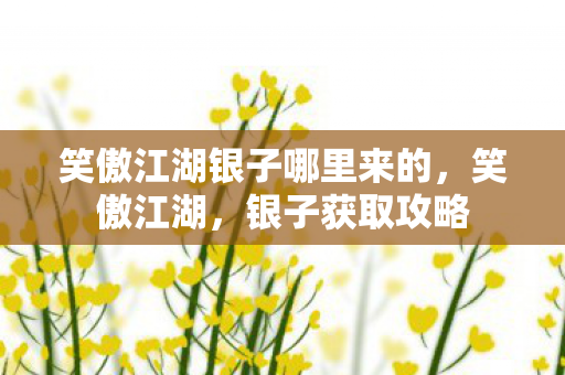 笑傲江湖银子哪里来的，笑傲江湖，银子获取攻略