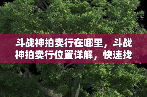 斗战神拍卖行在哪里,斗战神拍卖行位置详解,快速找到交易场所 斗战神拍卖行在哪里,斗战神拍卖行位置详解,快速找到交易场所