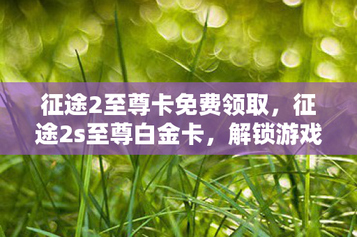 征途2至尊卡免费领取,征途2s至尊白金卡,解锁游戏世界的无限可能 征途2至尊卡免费领取,征途2s至尊白金卡,解锁游戏世界的无限可能