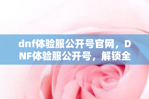dnf体验服公开号官网，DNF体验服公开号，解锁全新游戏体验的钥匙