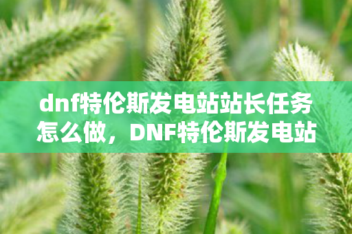 dnf特伦斯发电站站长任务怎么做，DNF特伦斯发电站，探索与揭秘