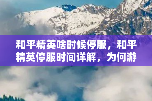 和平精英啥时候停服，和平精英停服时间详解，为何游戏需要维护，玩家如何应对？