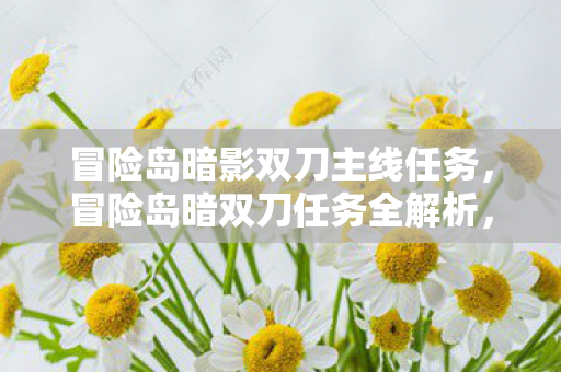 冒险岛暗影双刀主线任务，冒险岛暗双刀任务全解析，解锁隐藏技能，挑战极限战力