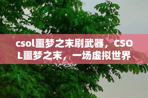 csol噩梦之末刷武器，CSOL噩梦之末，一场虚拟世界的终极挑战