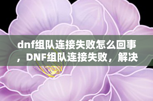 dnf组队连接失败怎么回事，DNF组队连接失败，解决策略与经验分享
