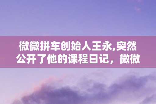 微微拼车创始人王永,突然公开了他的课程日记，微微拼车，共享经济下的绿色出行新选择