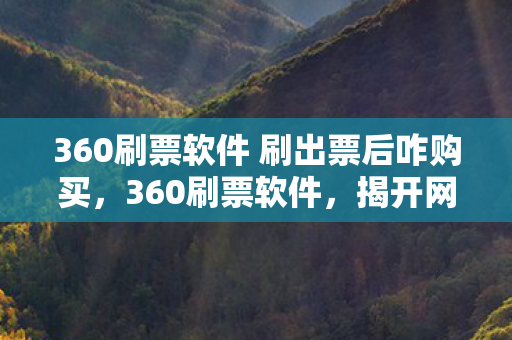 360刷票软件 刷出票后咋购买，360刷票软件，揭开网络投票背后的秘密