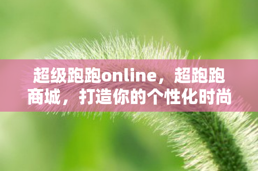 超级跑跑online，超跑跑商城，打造你的个性化时尚空间
