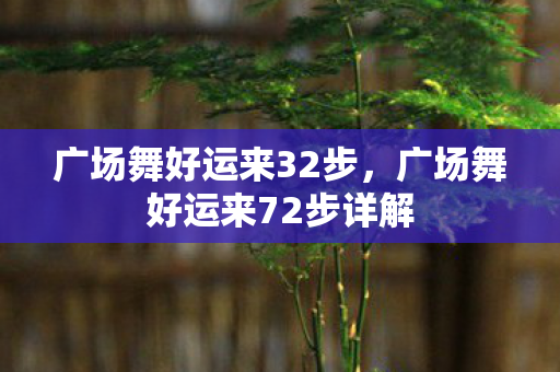 广场舞好运来32步，广场舞好运来72步详解