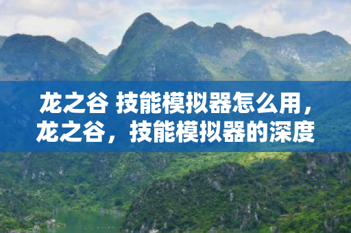 龙之谷 技能模拟器怎么用，龙之谷，技能模拟器的深度解析