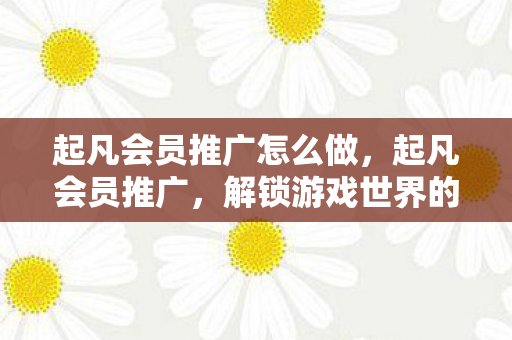 起凡会员推广怎么做，起凡会员推广，解锁游戏世界的无限可能