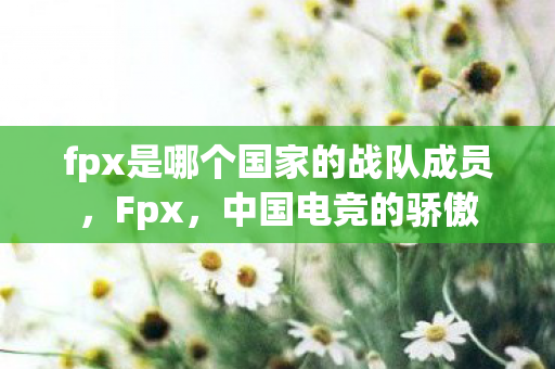 fpx是哪个国家的战队成员,Fpx,中国电竞的骄傲 fpx是哪个国家的战队成员,Fpx,中国电竞的骄傲