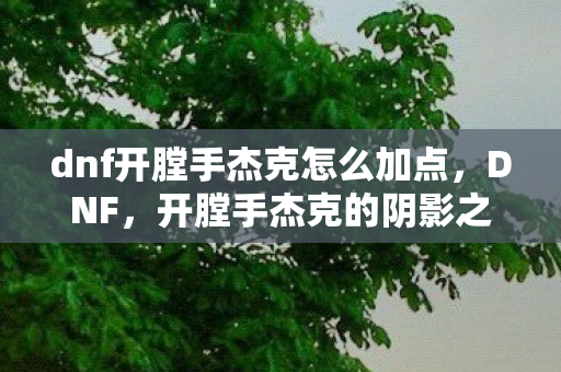 dnf开膛手杰克怎么加点，DNF，开膛手杰克的阴影之谜