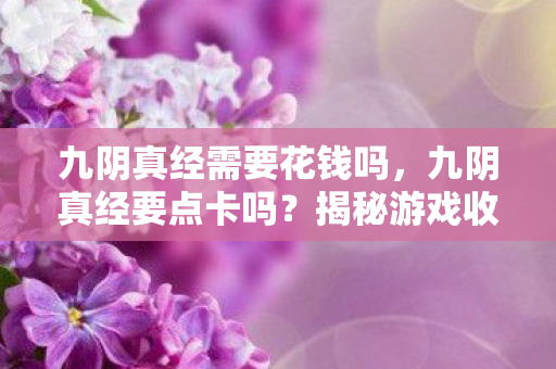 九阴真经需要花钱吗，九阴真经要点卡吗？揭秘游戏收费模式