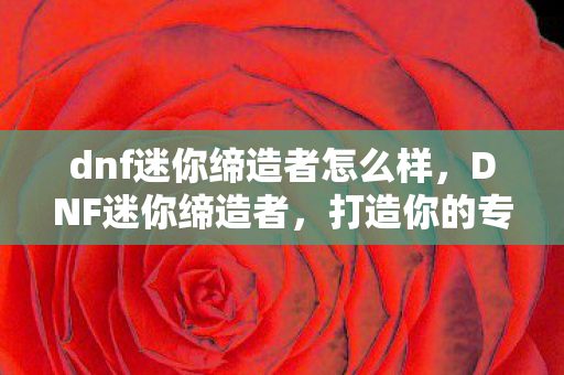 dnf迷你缔造者怎么样，DNF迷你缔造者，打造你的专属游戏世界