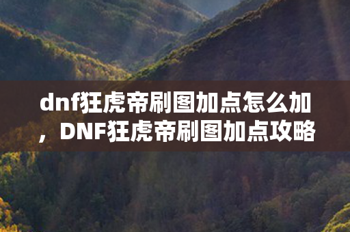 dnf狂虎帝刷图加点怎么加，DNF狂虎帝刷图加点攻略，打造高效战斗体验