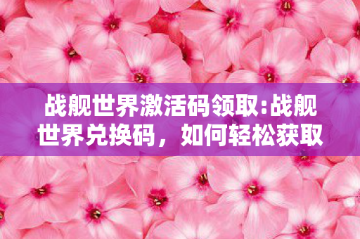 战舰世界激活码领取:战舰世界兑换码，如何轻松获取战舰世界激活码？