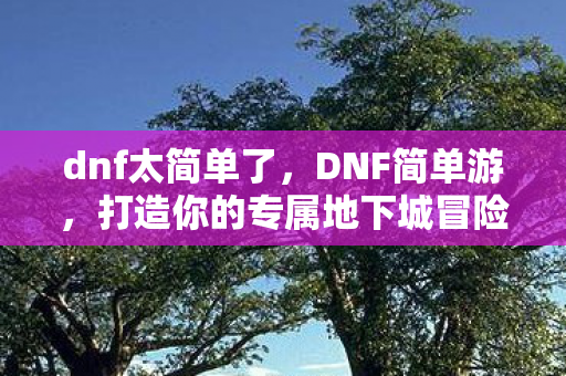 dnf太简单了,DNF简单游,打造你的专属地下城冒险之旅 dnf太简单了,DNF简单游,打造你的专属地下城冒险之旅