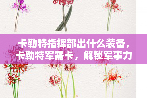 卡勒特指挥部出什么装备,卡勒特军需卡,解锁军事力量的神秘钥匙 卡勒特指挥部出什么装备,卡勒特军需卡,解锁军事力量的神秘钥匙