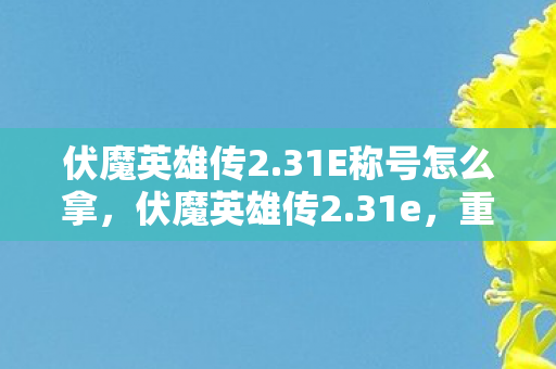 伏魔英雄传2.31E称号怎么拿，伏魔英雄传2.31e，重塑经典，再续传奇