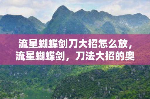 流星蝴蝶剑刀大招怎么放，流星蝴蝶剑，刀法大招的奥秘
