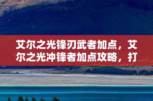 艾尔之光锋刃武者加点，艾尔之光冲锋者加点攻略，打造最强战斗机器