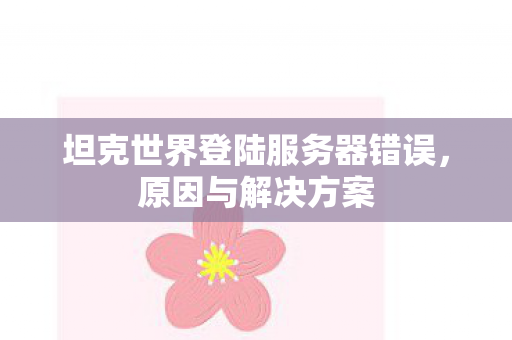 坦克世界登陆服务器错误，原因与解决方案