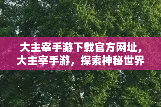 大主宰手游下载官方网址，大主宰手游，探索神秘世界的奇幻之旅