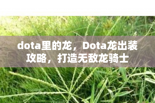 dota里的龙，Dota龙出装攻略，打造无敌龙骑士