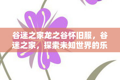 谷迷之家龙之谷怀旧服，谷迷之家，探索未知世界的乐园