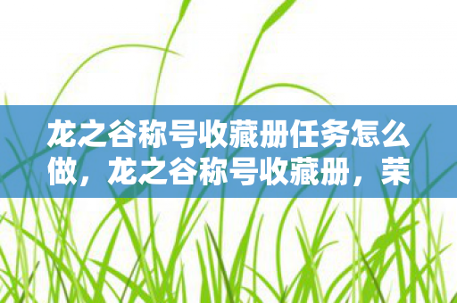 龙之谷称号收藏册任务怎么做，龙之谷称号收藏册，荣耀与冒险的印记