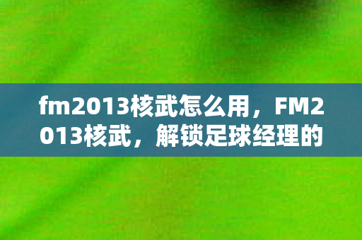 fm2013核武怎么用，FM2013核武，解锁足球经理的无限可能