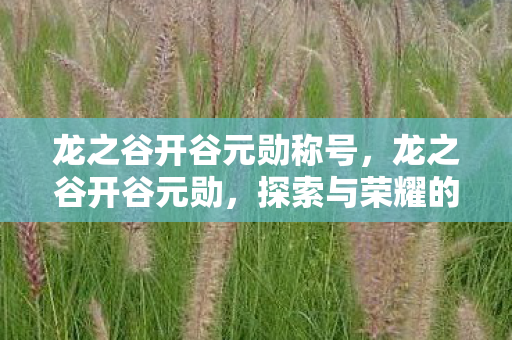 龙之谷开谷元勋称号,龙之谷开谷元勋,探索与荣耀的传奇之旅 龙之谷开谷元勋称号,龙之谷开谷元勋,探索与荣耀的传奇之旅