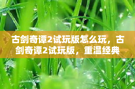 古剑奇谭2试玩版怎么玩图片