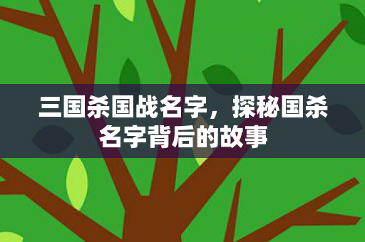 三国杀国战名字,探秘国杀名字背后的故事 三国杀国战名字,探秘国杀名字背后的故事