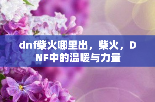 dnf柴火哪里出,柴火,DNF中的温暖与力量 dnf柴火哪里出,柴火,DNF中的温暖与力量