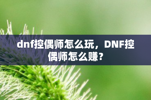 dnf控偶师怎么玩,DNF控偶师怎么赚? dnf控偶师怎么玩,DNF控偶师怎么赚?